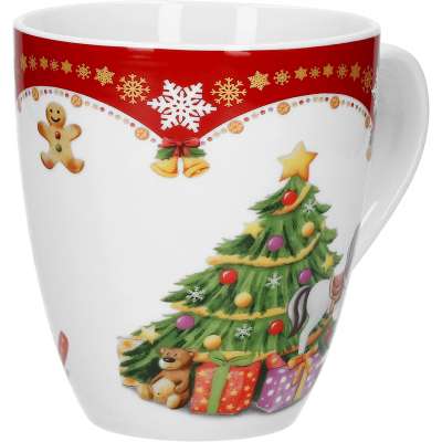 Europe style  Cylindrical mug 10oz porcelain mugs ,fine porcelain mugs with Christmas Design