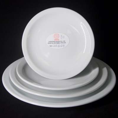 Greece Style !  Stock hotel porcelain 7.5"Narrow edge  wholesale ceramic white dinner plate