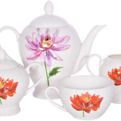 Middle East Style  15pcs  plated porcelain tea set /tea sets with teapot porcelain with design