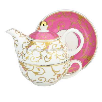 European Cheaper style porcelain teapot for one/tea for one teapot with gold desgin