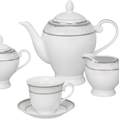 European Style 15pcs royal porcelain tea sets /tea sets with teapot porcelain with silver