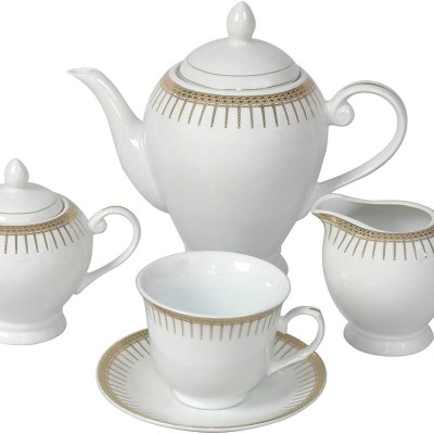 European Style 15pcs gold plated porcelain tea set, chinese porcelain tea set  with gold decal