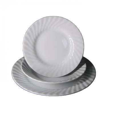 STOCK European style   18pcs Embossed  germany fine porcelain dinner set,fine porcelain dinner set in white